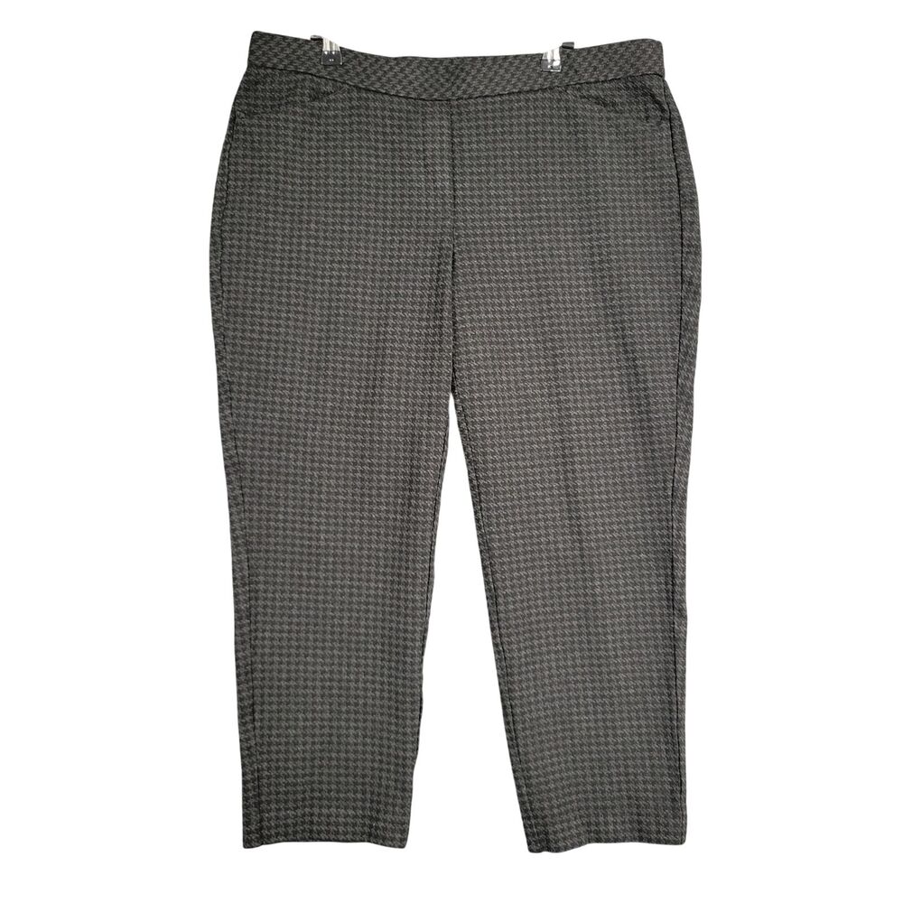 J JILL Ponte Slim Leg Black Houndstooth Cropped Pull On Pants SIZE XLP XL PETITE